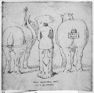Back View of a Lady and Two Horses