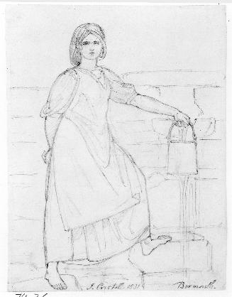 Girl Holding a Pail at a Waterspout