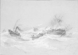 Ship Foundering in a Storm with Paddle Steamer and Lifeboat Sty