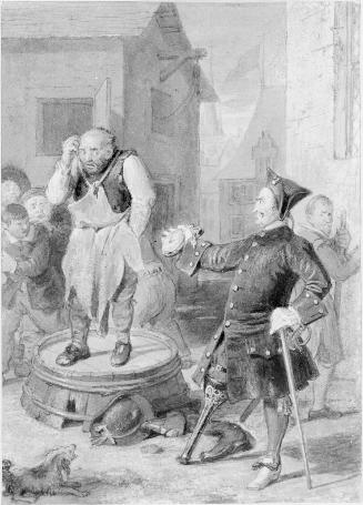 Illustration to Washington Irving's "Sketchbook," Man on Barrel