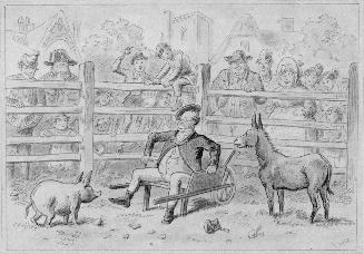 Illustration to Dickens's "Pickwick Papers," Mr P in a Wheelbarrow