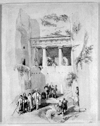 Middle East Figures Near a Classical Ruin