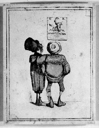 Caricature of Two Men Looking at a Recruiting Poster