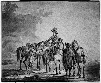 Gentleman on Horseback Giving Alms