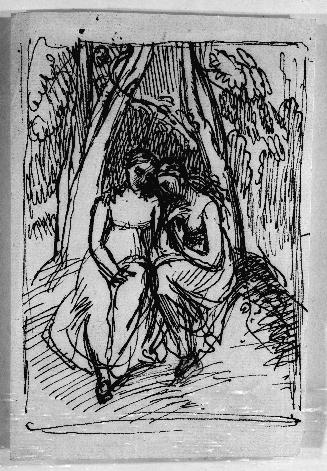 Two Female Figures Seated in a Bower