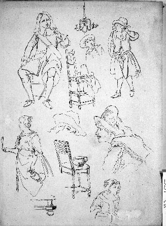 Sheet of 17th Century Costume Studies