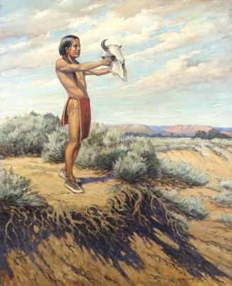 Indian Boy with Buffalo Skull