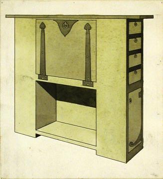 Design for Drop-front Desk with Drawers on Side [room unknown]