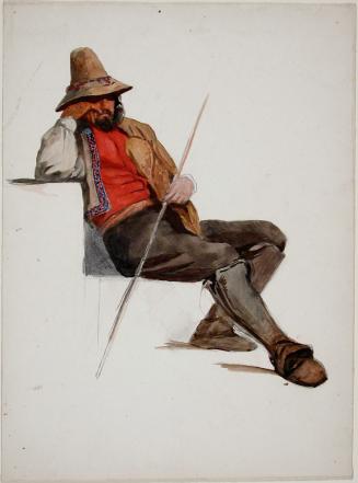 Seated Male Figure Holding a Staff