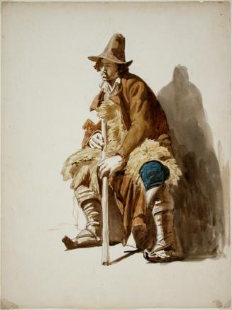 Seated Male Figure Holding a Staff