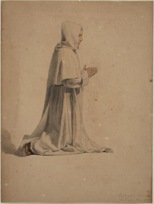 Kneeling Monk in a White Robe