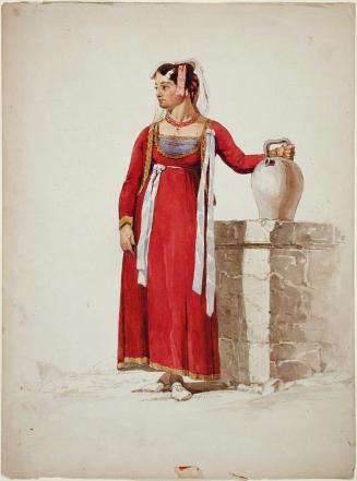 Standing Female Figure at a Well Holding a Waterjug