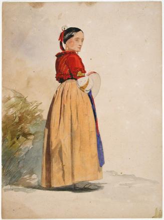 Woman with Tambourine, Red Ribbon