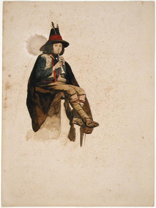 Seated Man with Small Horn