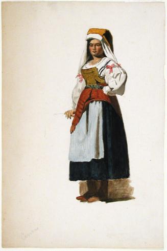 Standing Woman, Pink Ribbons on Sleeves