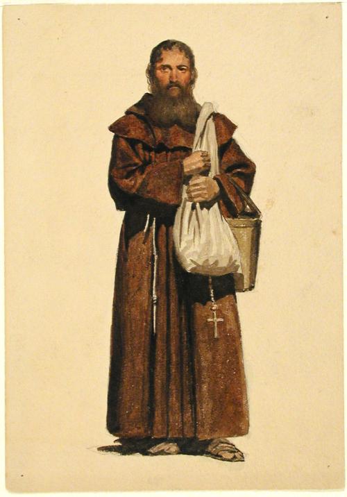 Bearded Monk Carrying Bags