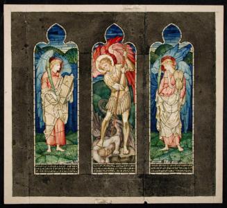 Two Minstrel Angels; Saint Michael Spearing the Demon