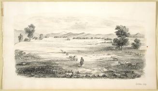 Landscape with Covered Wagon, Figure on Horse, and Cattle, October, 1872
