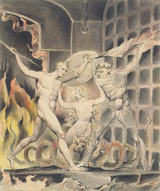 Illustration 2 to Milton's "Paradise Lost": Satan, Sin, and Death: Satan Comes to the Gates of Hell