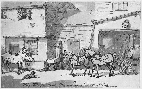 First Stage from London - "King's Head Inn Yard" Hounslow, Arrived at 7 O'Clock