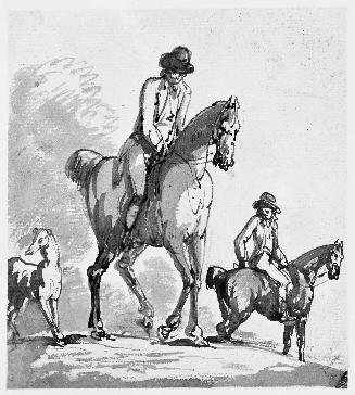 Two Figures on Horseback and a Dog