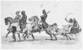 Three Figures on Horseback and Two in a Carriage