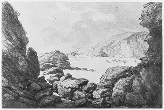 Coastal Scene with Shipwreck and Running Figures