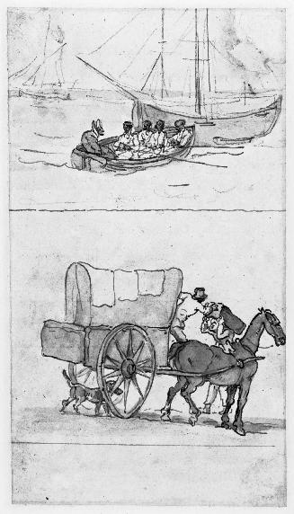 Two Sketches: [top] Boating, [bottom] A Covered Cart