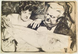 Man and Woman Reading Newspaper
