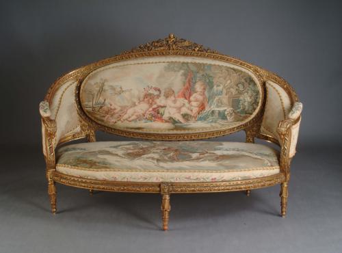 Tapestry-Covered Settee