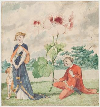 Fairy Prince Presenting a Pelargonium Flower to a Fairy Princess