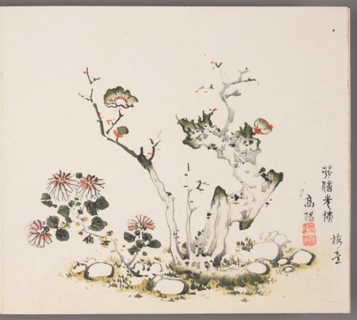 Flowering Plum and Chrysanthemum "Harbinger of Spring's arrival 芳信先傳"