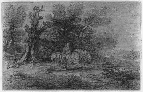 Wooded Landscape with Boy and Horses
