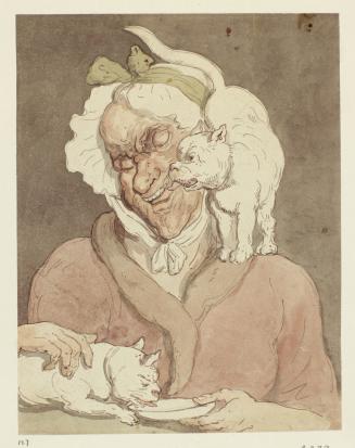 An Old Lady with Two Cats