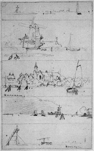 Five Sketches of Ships and Buildings, Zaandam