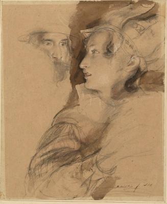 Study for Two Heads in Mary Queen of Scotts Escaping Loch Leven Castle