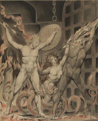 Illustration to Milton's "Paradise Lost": Satan, Sin, and Death: Satan Comes to the Gates of Hell [large version]