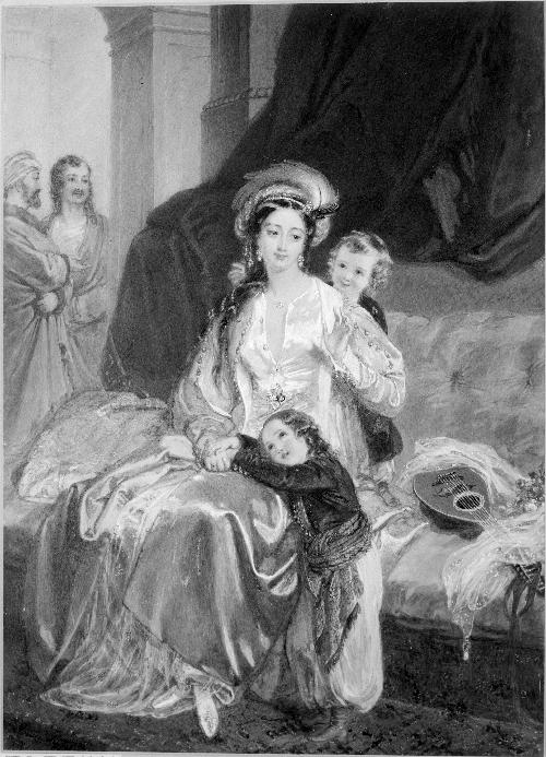 Mother and Two Children in Oriental Dress