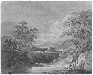 Coastal Landscape with Trees and Hills