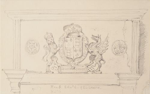 Sketch of an Architectural Panel with the Royal Arms