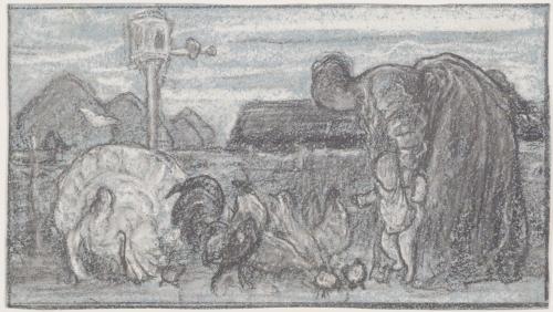 Woman and Child in a Farm Yard