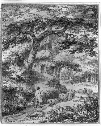 Shepherd and Sheep in a Wooded Landscape