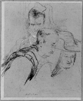 Chalk Study for Three Heads in Columbus in the Convent of La Rabida