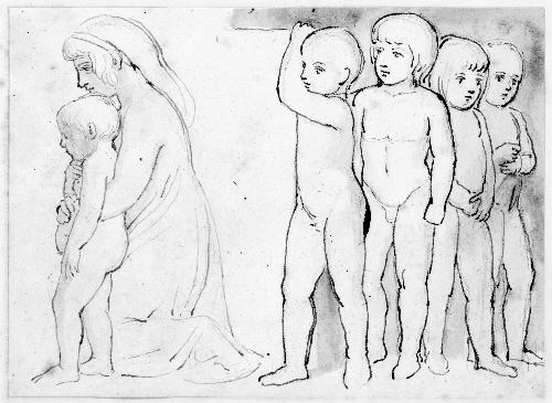 Mother and Child and Group of Four Children