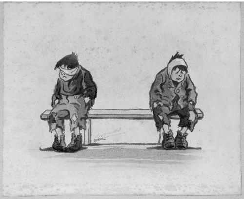 Two boys on a bench