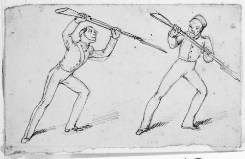 Two Soldiers Practicing with Bayonets