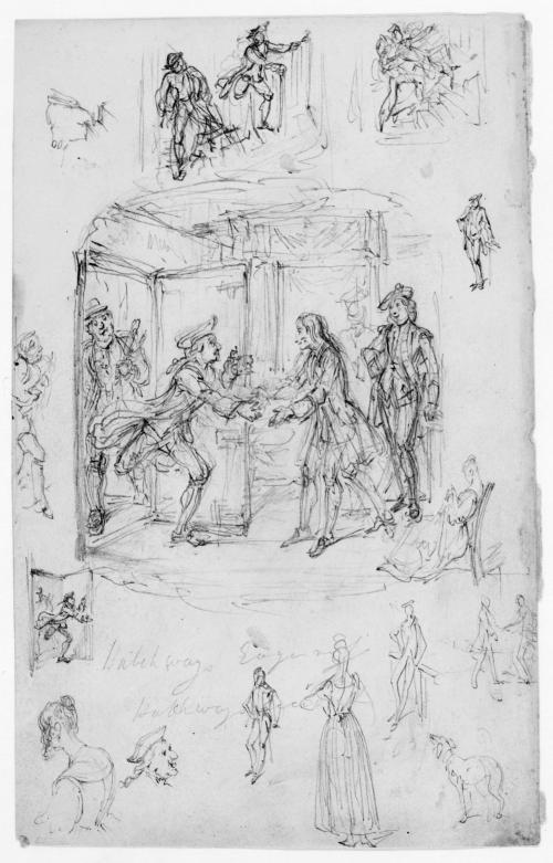 Illustration to "Roscoe;" Four Men Near an Open Door