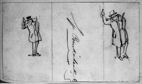 Two Sketches of a Man Gesturing