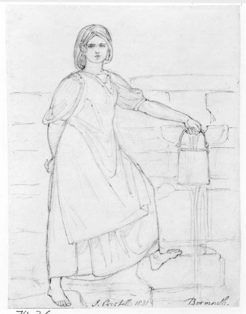 Girl Holding a Pail at a Waterspout