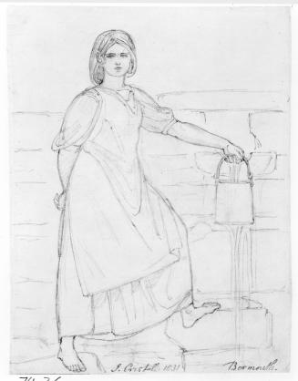 Girl Holding a Pail at a Waterspout